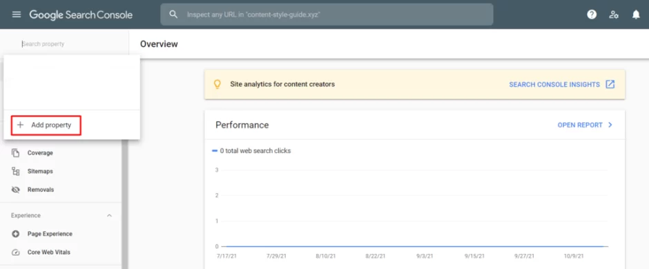 webmaster tool search console property