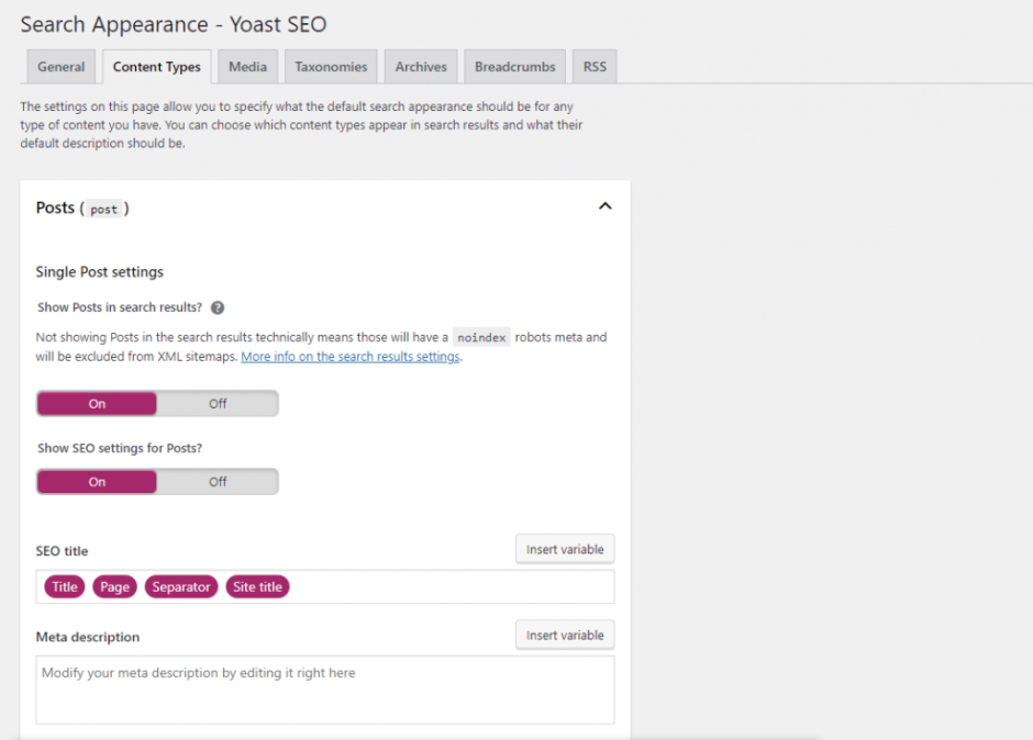yoast seo content types