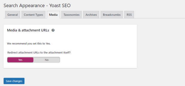 Media settings in yoast seo