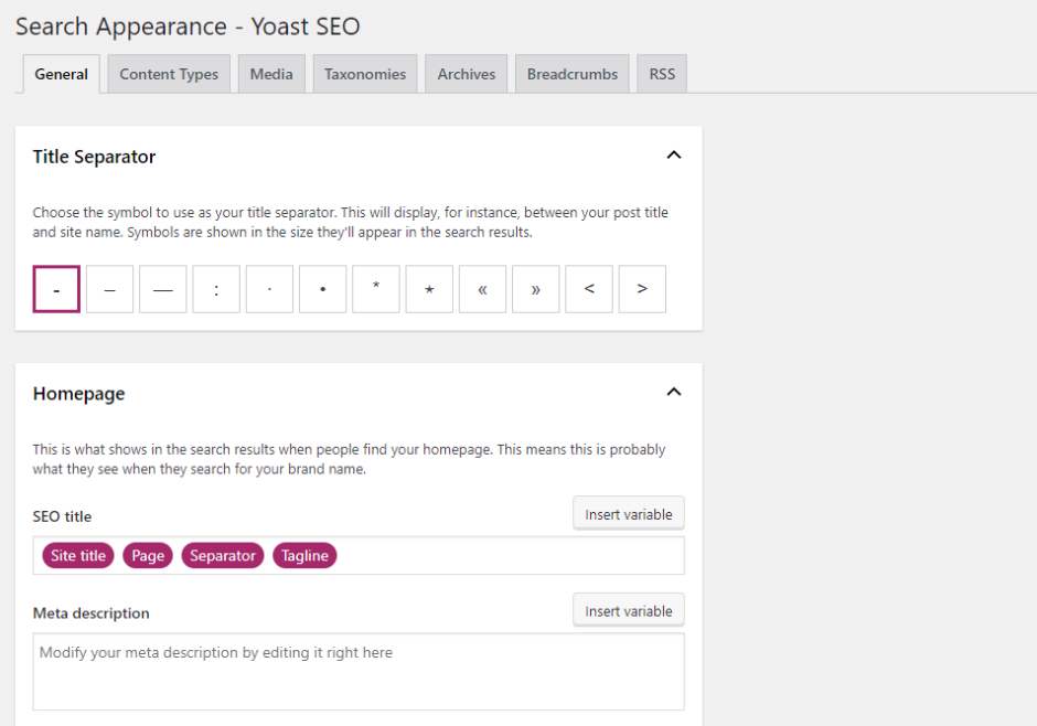 yoast seo search appearance setting