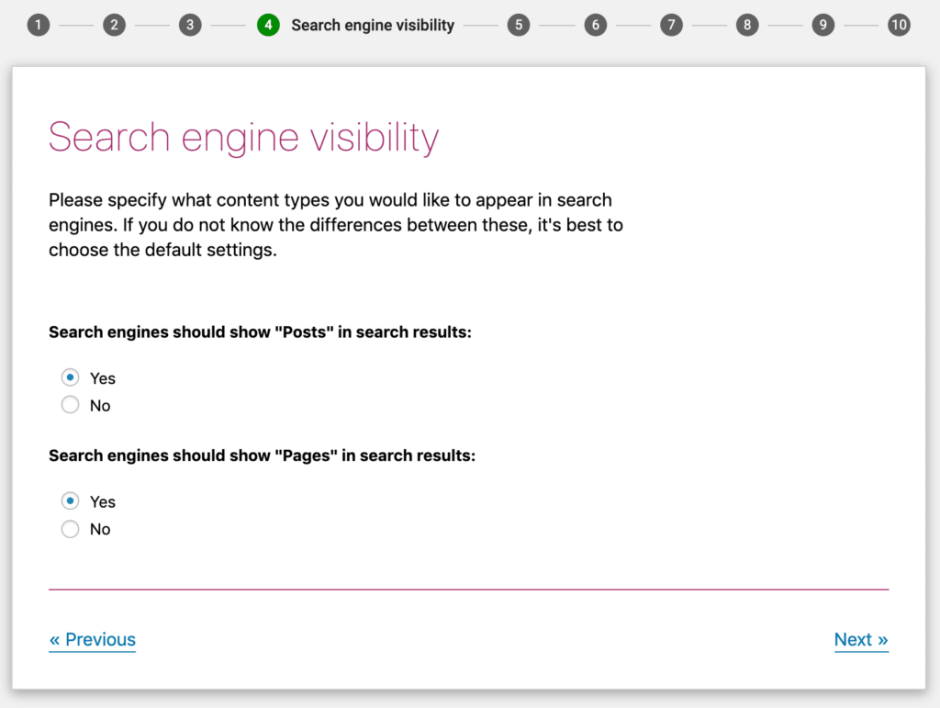 yoast seo search engine visibility setting 