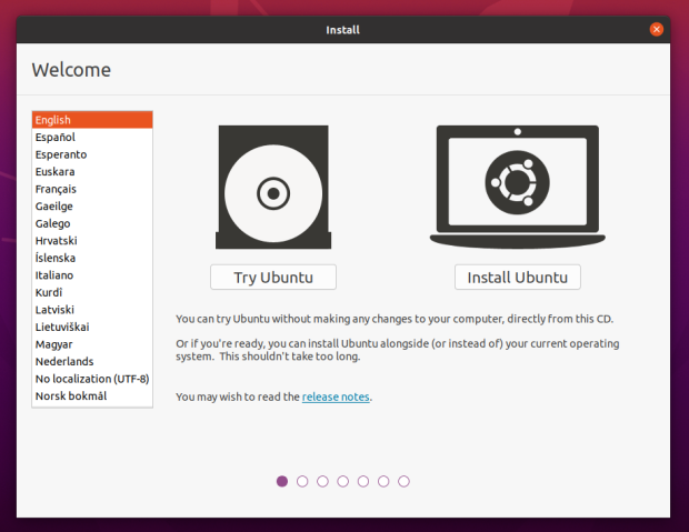 Ubuntu Desktop welcome screen